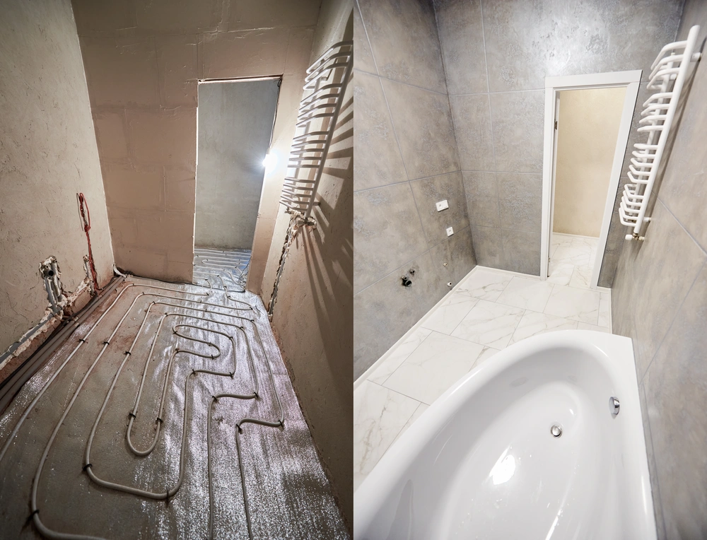 Custom bathroom remodel in reno with heating upgrade to floors