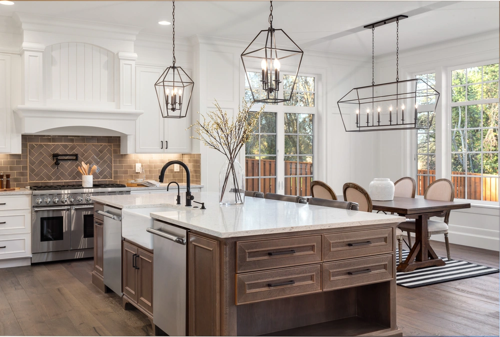 Partial kitchen renovation in Reno showcasing new cabinetry and countertops.